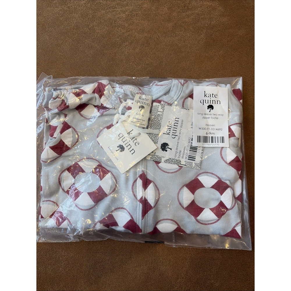 Kate Quinn Size 6-9 Months Bamboo Zip Pajamas Footie Two Way Zip Cruise Buoys